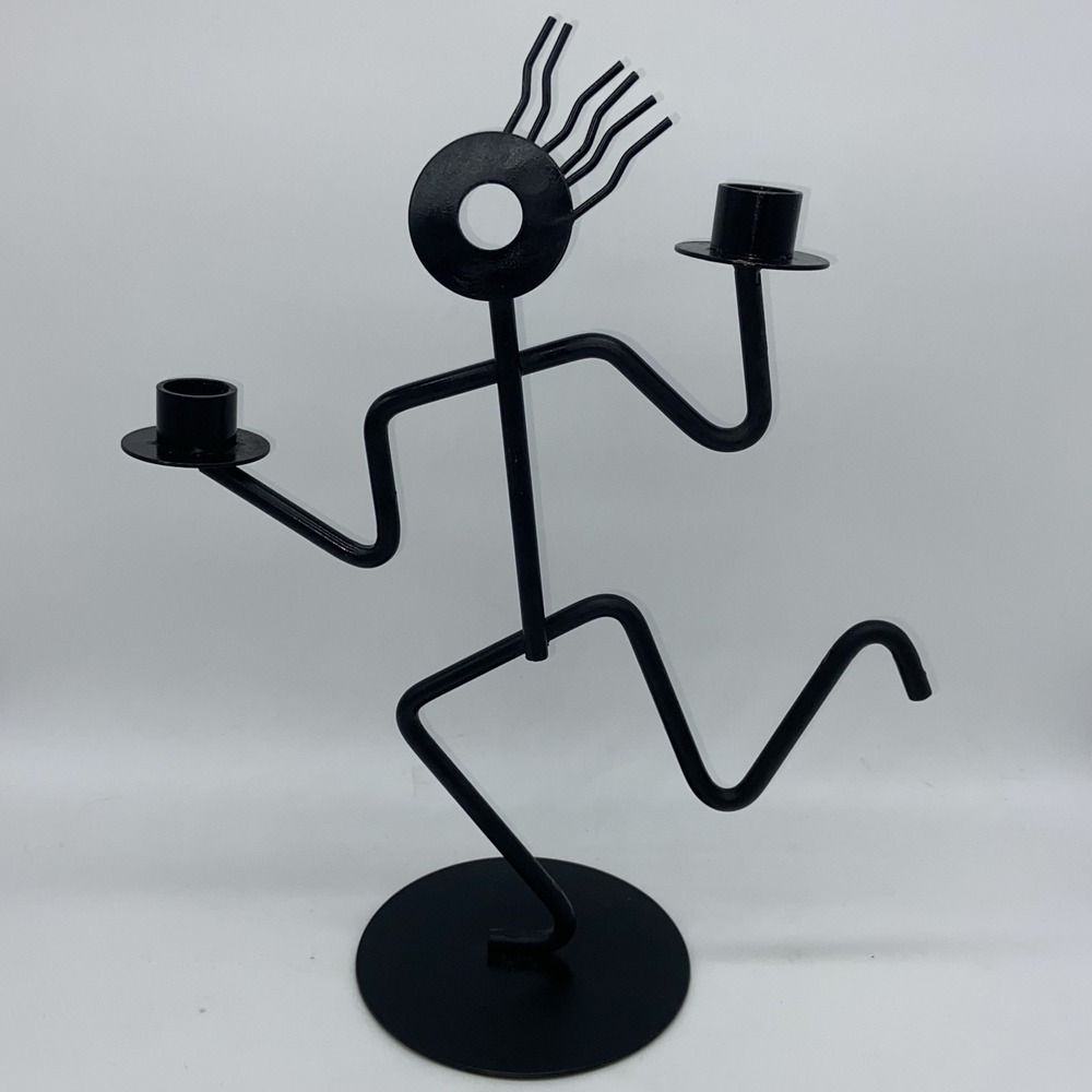 Brutalist Wrought Iron Dancing Man Candle Holder Abstract Coffee‎ Cups
